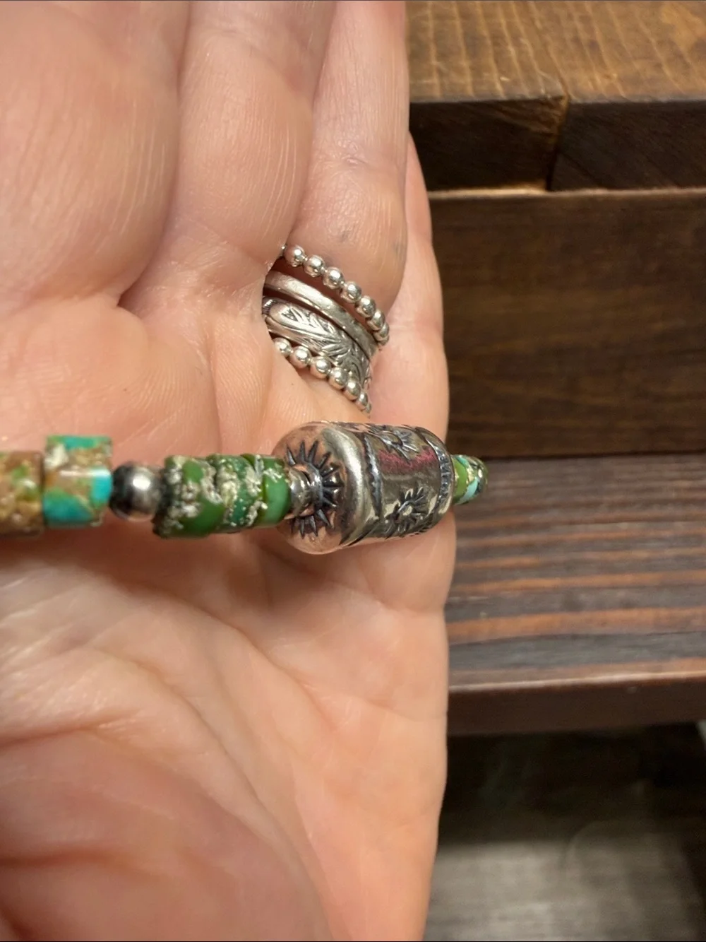Native Sterling Silver Stamped Barrel Bracelet